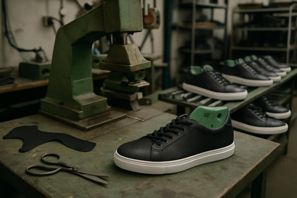 A sneaker on the production table